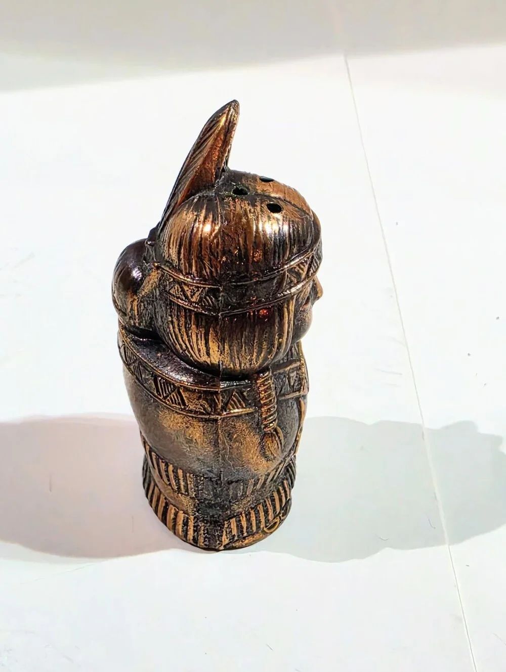 Vintage Copper Finished Native American Boy and Girl Salt and Pepper Shaker Set